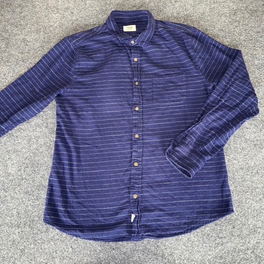 Marine Layer Navy Striped Casual Button-Down Shirt